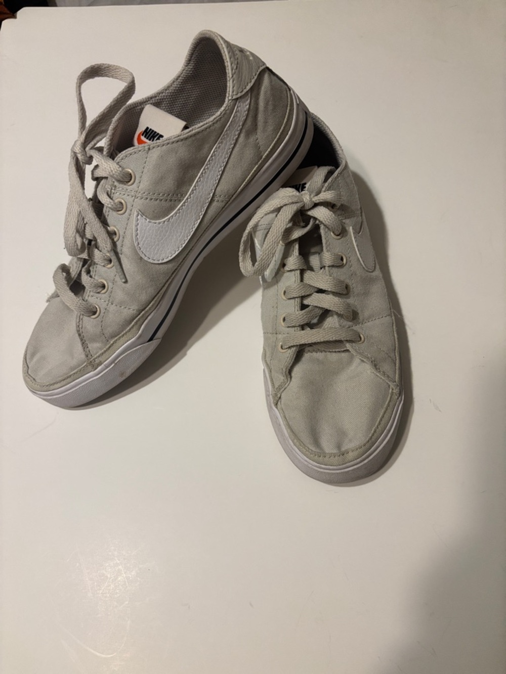 Nike Low-Top Canvas Sneakers in Light Gray with White Swoosh
